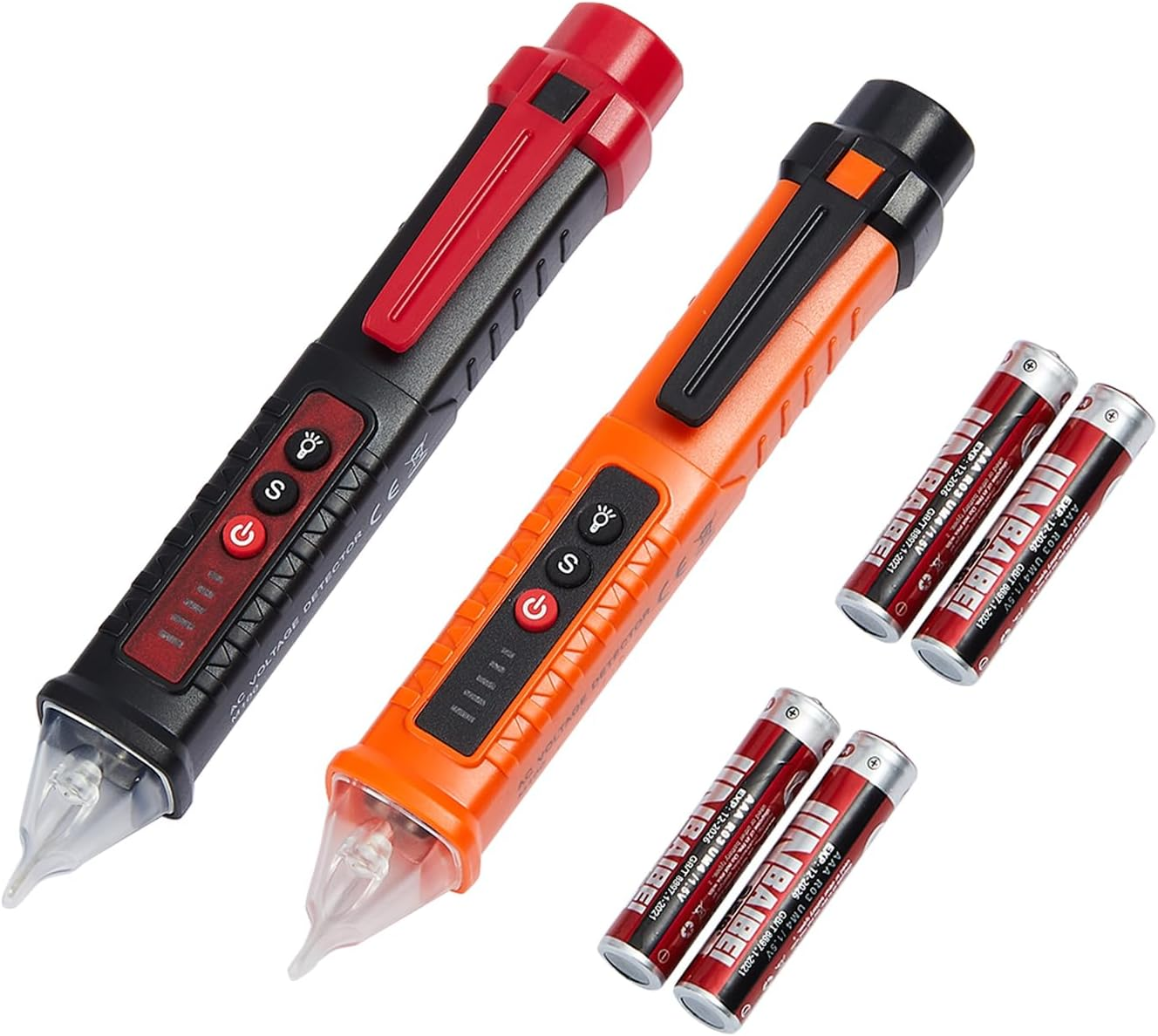 2 Pack Non-Contact Voltage Detector, Voltage Tester Electrical Tester, AC 12V/48V/70V-1000V, Wire Tester with Buzzer Alarm and Flashlight, Wire Breakpoint Finder, Orange & Red image number 6