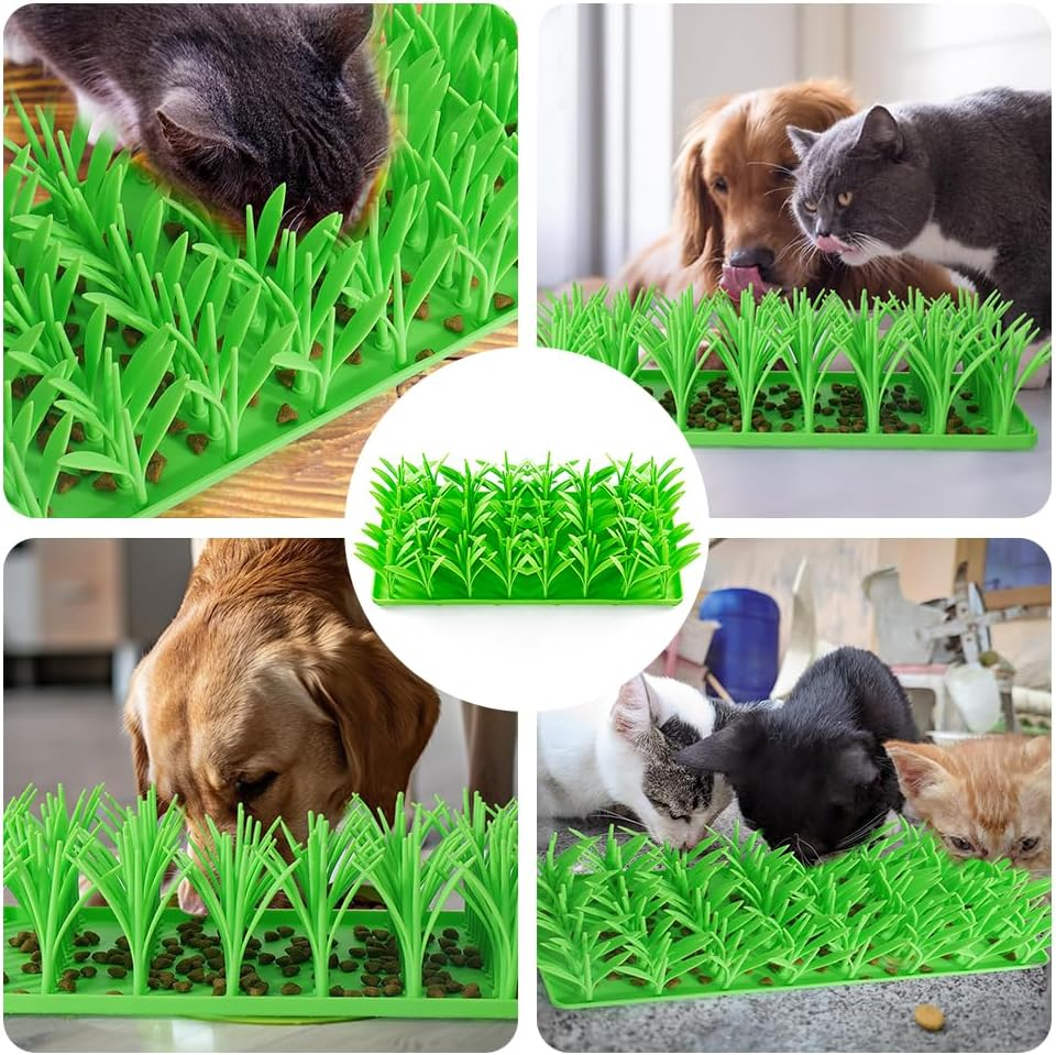 Silicone Grass Mat for Cats, Pet Slow Feeding Foraging Mat, Foraging Snuffle Mat for Dog/Cat, Pet Chew Toy Training Feed Game Easy to Clean (Green) image number 3