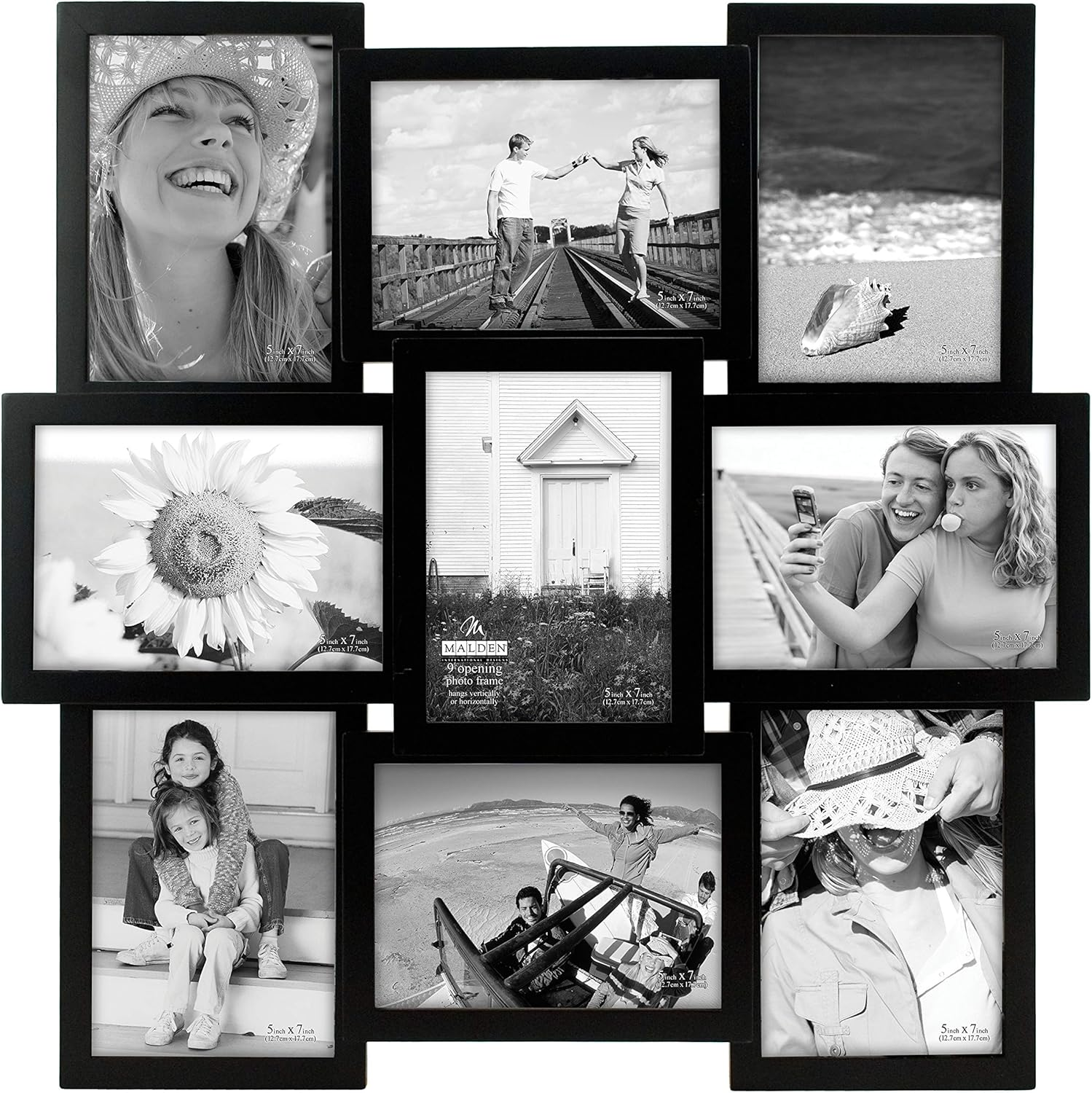 Malden International Designs 5 X 7 9-Opening Dimensional Collage Photo Wall Frame, Black image number 4