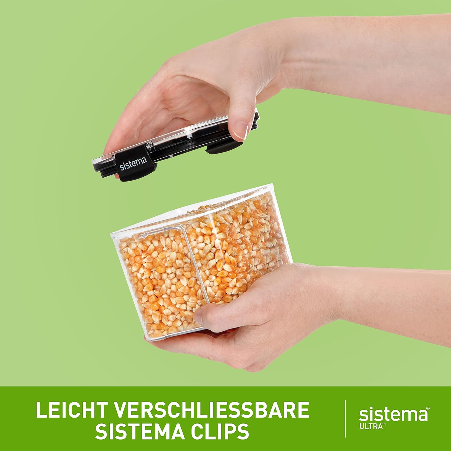 Sistema Ultra Tritan Airtight Pantry Storage Container | 400 Ml Square Food Storage Container | Stackable | with Locking Clips | Bpa-Free | Clear with Black Accents image number 5