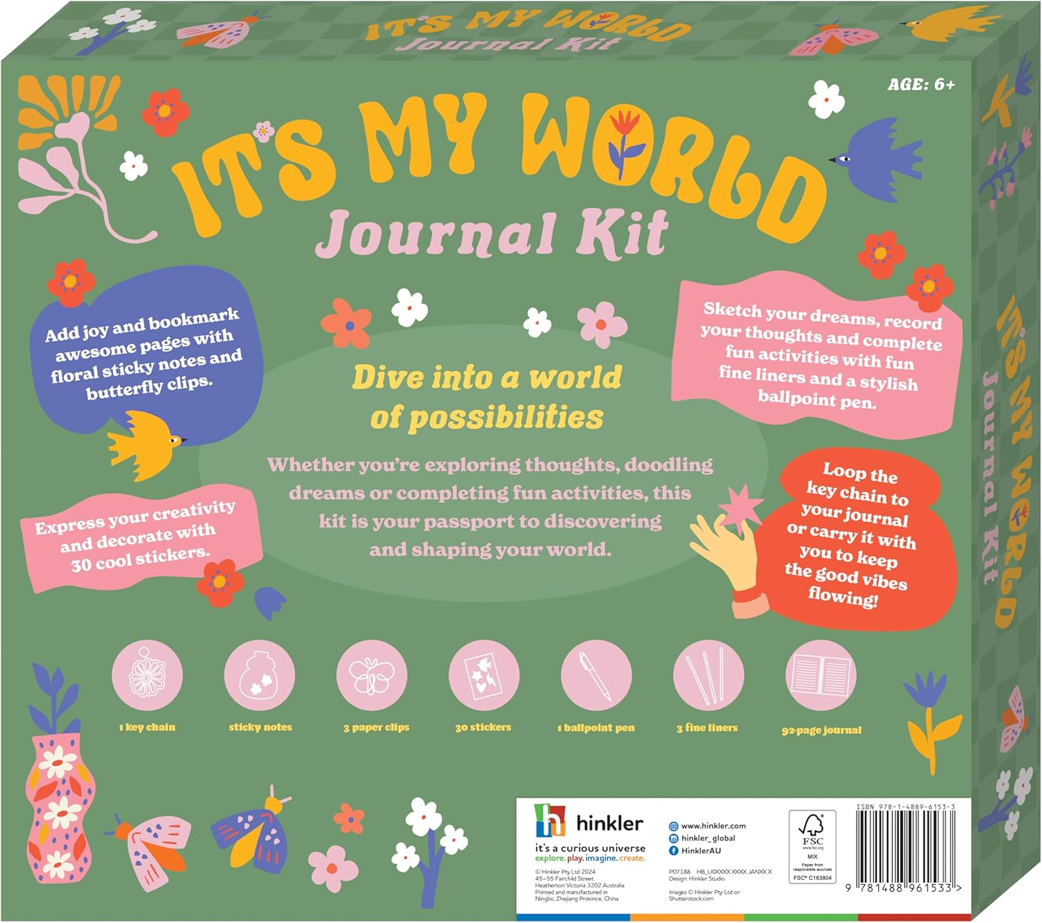 It'S My World Journal Kit - Creative Journaling Set with Sticky Notes, Keychain, and Colourful Pens image number 3