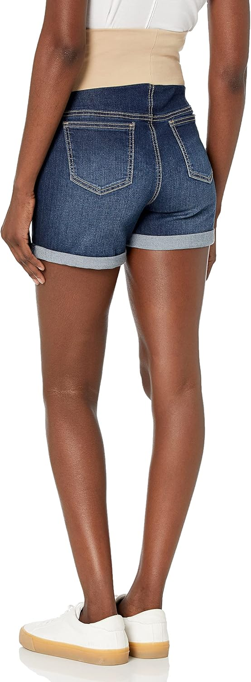 Three Seasons Maternity Womens 18242 Roll Cuff Denim Short Denim Shorts - Blue