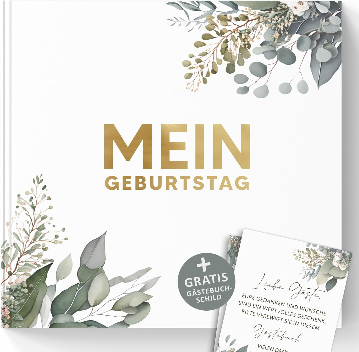 My Birthday Guest Book with Wine Labels - Memory Book Eucalyptus Look Family & Friends to Fill in No Questions - Blank Hardcover 72 Pages (Mein Geburtstag, 21 X 21 Cm) - 40 My Birthday image number 5