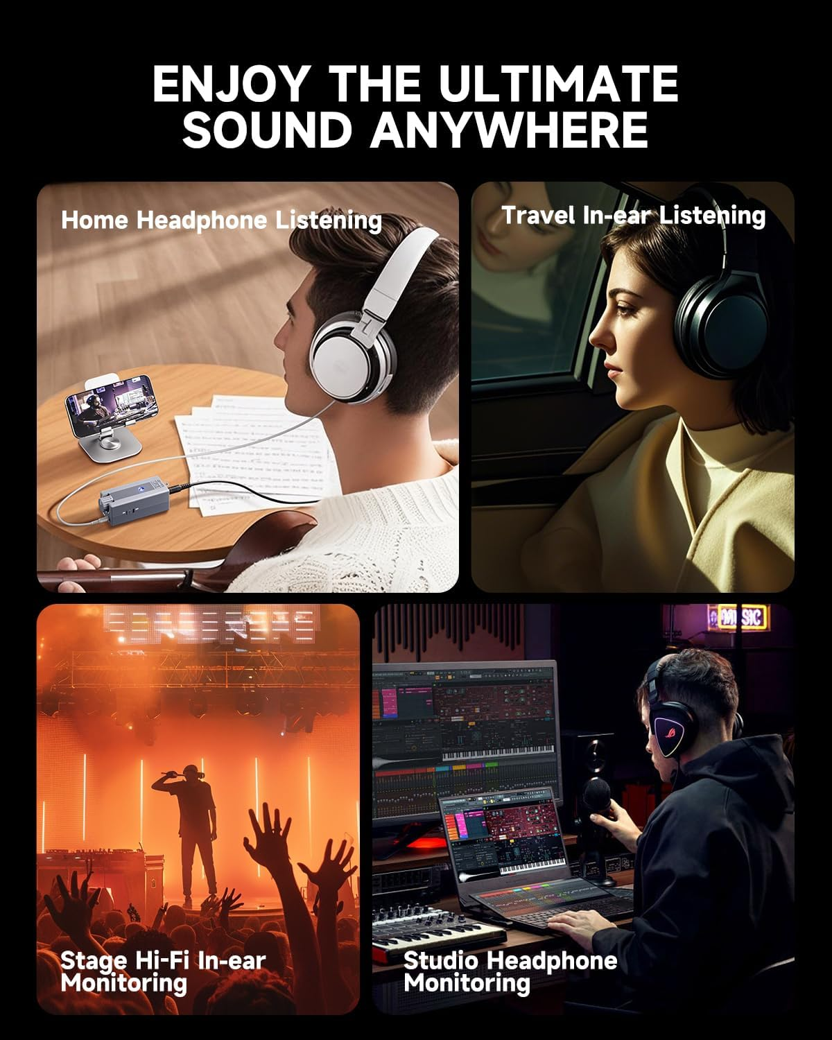 Donner EM1 Rechargeable Portable Personal In-Ear Monitor Amplifier Analog Headphone Amplifier Stereo Headphone Earphone Amp Volume Control Audio Booster with XLR and TRS Input 3.5Mm Output Jack image number 1