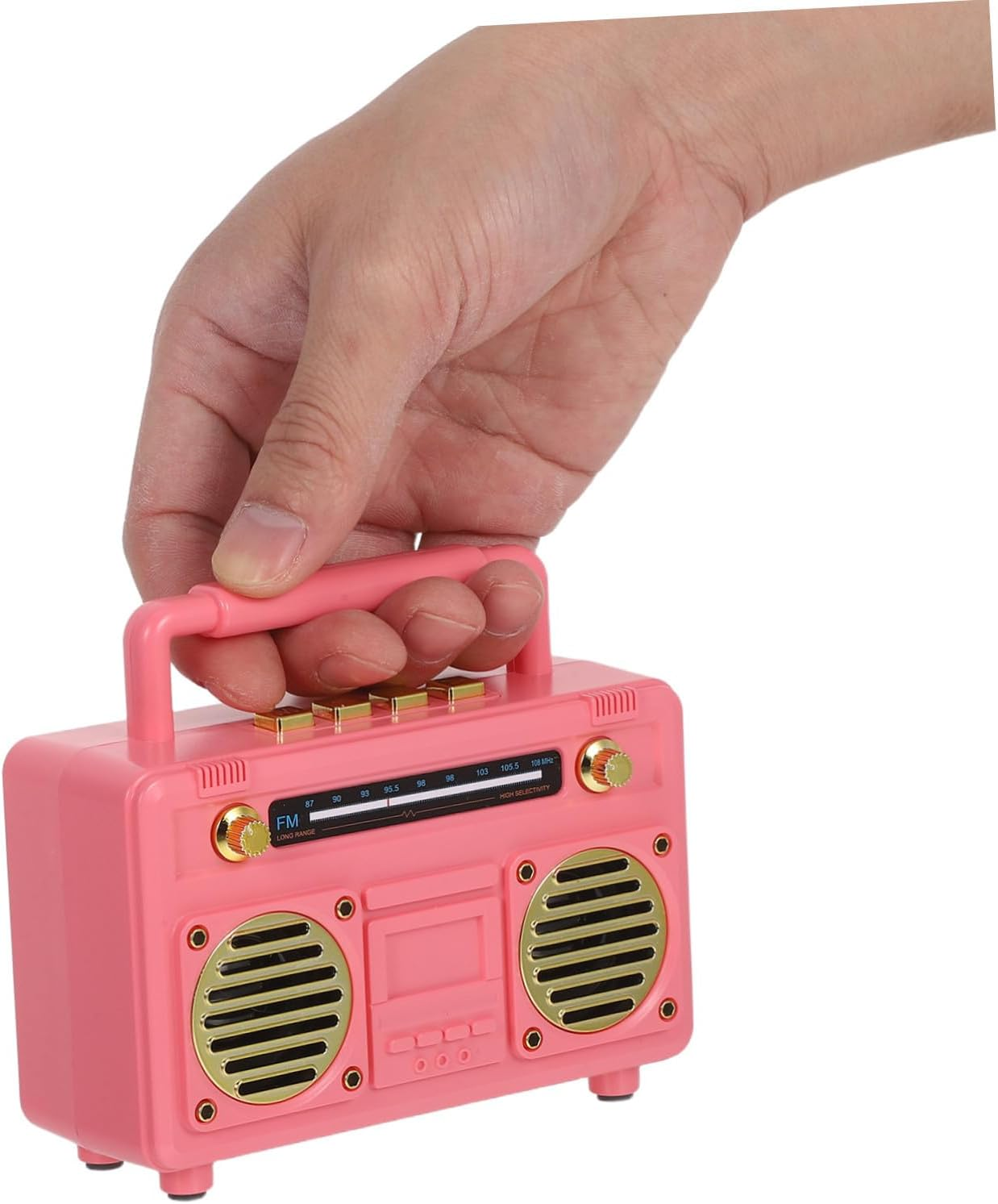 LIFKICH Vintage Wireless Speaker with Subwoofer Portable Retro Radio Mini Music Player for Outdoor Camping Travel Home Desk Decor Compact with Battery in Pink image number 6