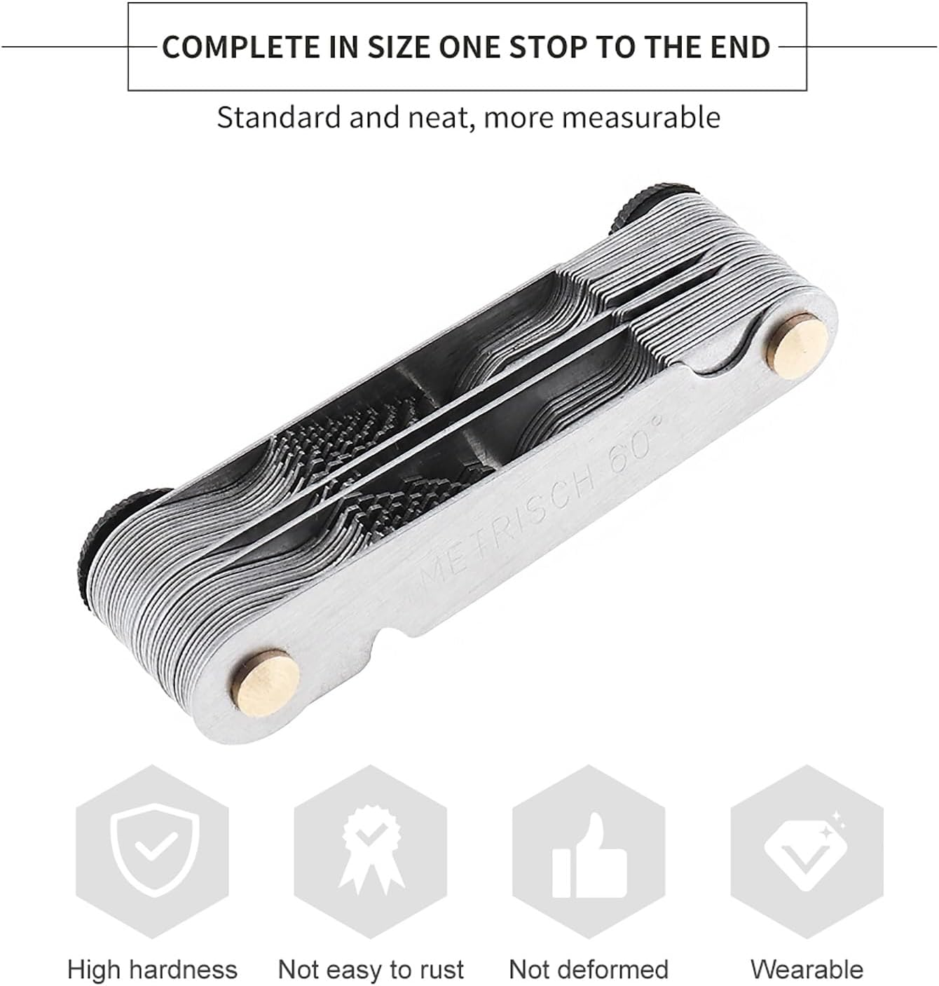 Screw Thread Pitch Cutting Gauge Tool 58Pcs/Set Stainless Steel Metric & Imperial & US Screw Gauge SAE Whitworth 55 Degree & Metric US 60 Degree Thread Pitch Gauge for Industrial Measurement image number 5