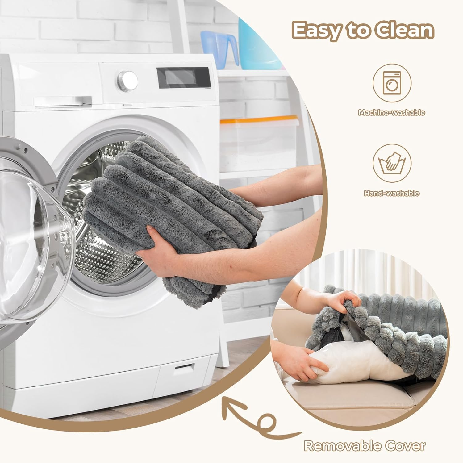 Avont Dog Bed for Couch, Fluffy Pet Mat for Sofa Furniture Protector for Small Medium Large Dogs Cats with Removable Washable Cover -Darkgrey(L) image number 4