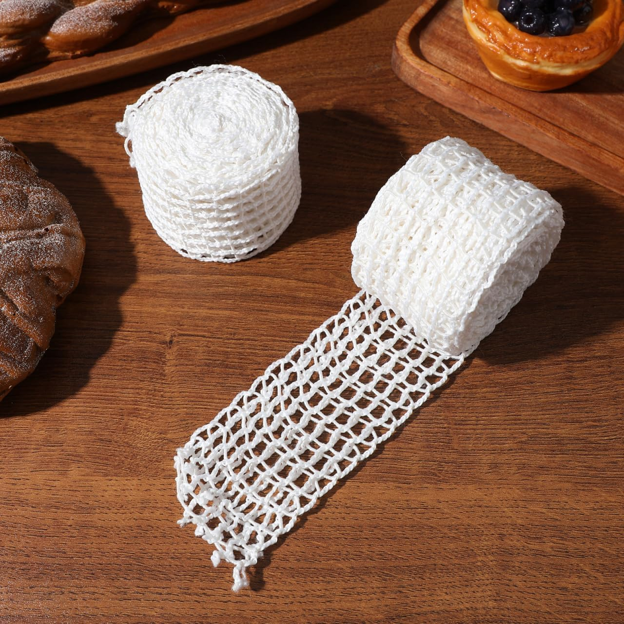 2Pcs Elastic Cotton Meat Netting Roll for Sausage and Ham Trussing Food Wrapping Net for Home Cooking and BBQ image number 2