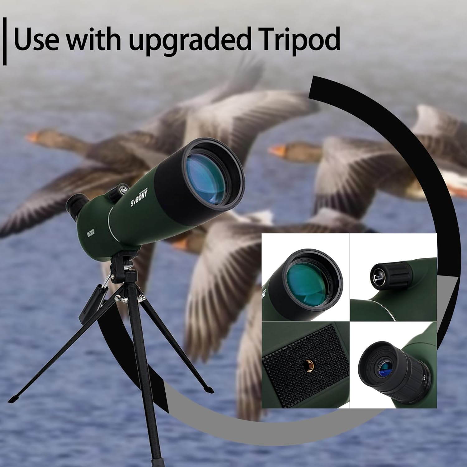 SVBONY SV28 25-75X70Mm Spotting Scope Telescope, Bak4 Prism, Spotter Scope for Target Bird Watching with Tabletop Tripod image number 6