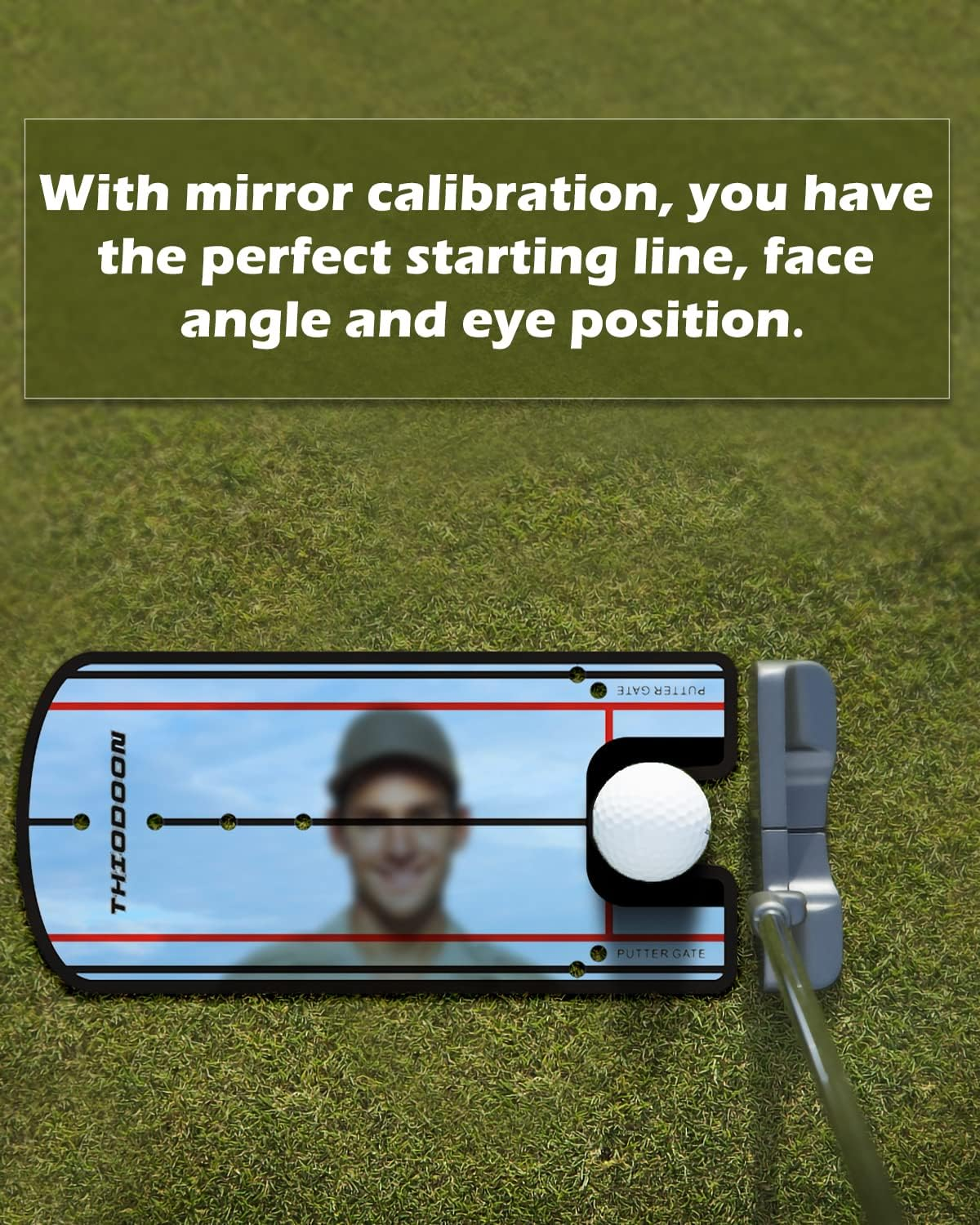 THIODOON Golf Putting Alignment Mirror with Golf Putter Line Putting Mirror Training Aid for Golf Putting Practice for Beginners Golf Putting Mirror Size 12 X 6 Inches image number 3
