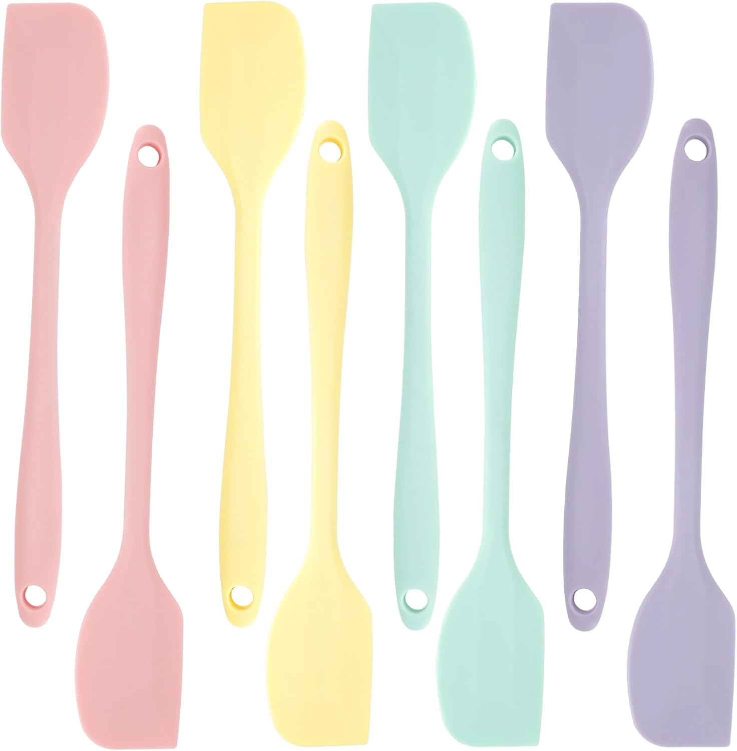 Realand 8Pcs Pastel Color Silicone Spatula, 8.5 Inch Rubber Spatula, Heat-Resistant Non-Stick Small Spatula Silicone Mini Baking Spatula Set for Cake Cream Kitchen Gadgets (Mixed Color) image number 6
