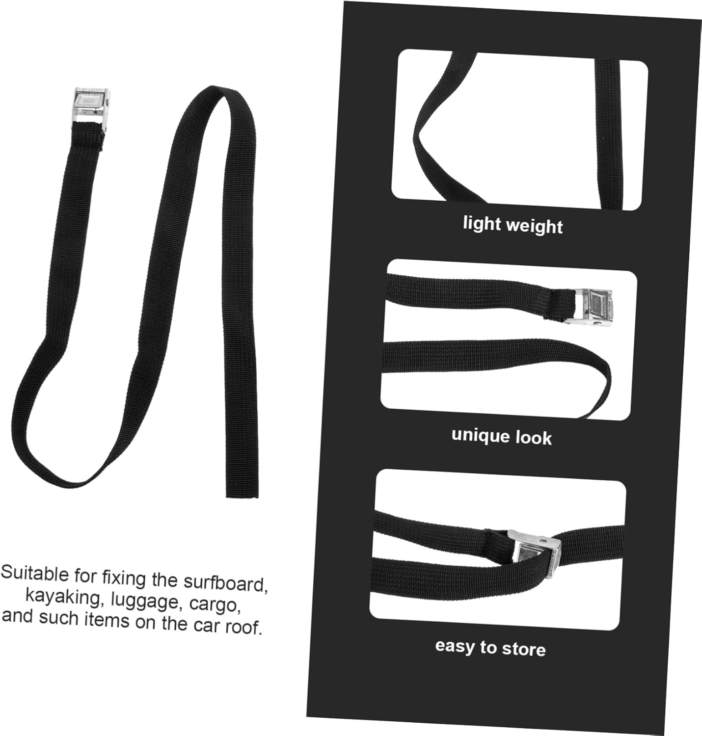 OSOLADY Surfboard Straps Luggage Packing Strap Heavy Duty Buckle 2Pcs Travel Suitcase Fixing Belt for Outdoor Gear image number 3