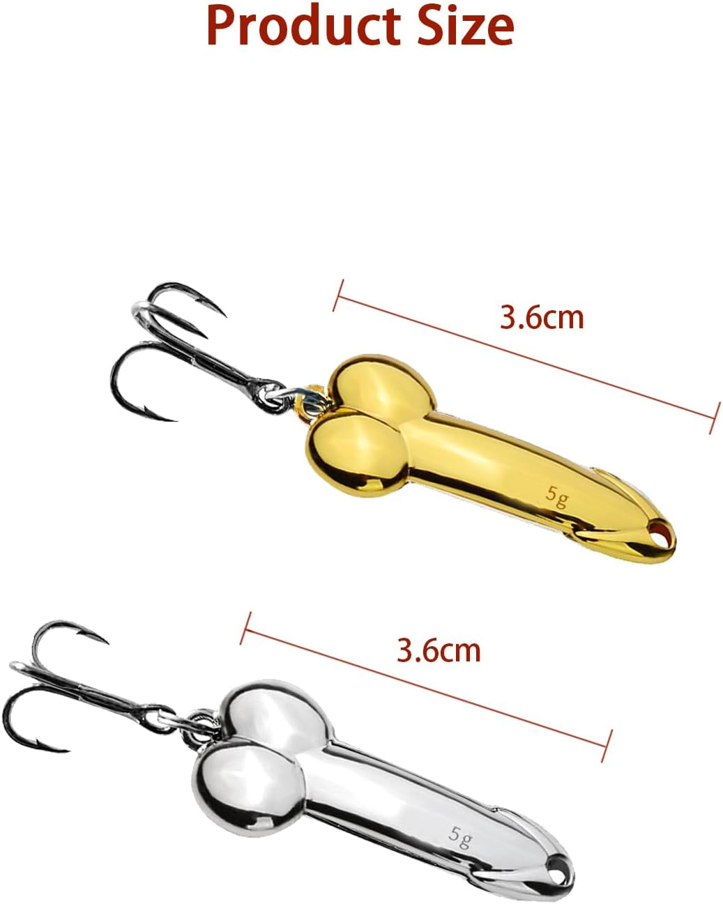 4Pcs Funny Fishing Lures, Top Water Bass Fishing Lure, Bass Fishing Gear Spinner Baits Freshwater Saltwater Fish Equipment Fish Hook Gift for Fathers Day, Fishing Gifts for Men - Rose Gold image number 2