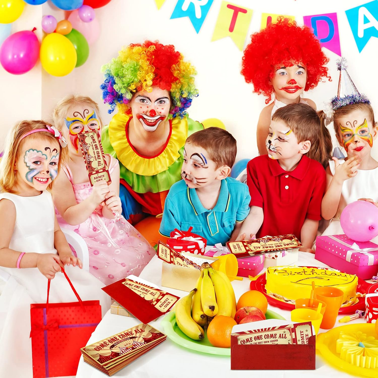 Fuutreo 50 Pcs Circus Invitations with Envelopes Vintage Circus Party Invitations Themed Circus Birthday Invitation Cards Double Sided Party Ticket Invites Cards for Children Circus Party Supplies - Bowling image number 3