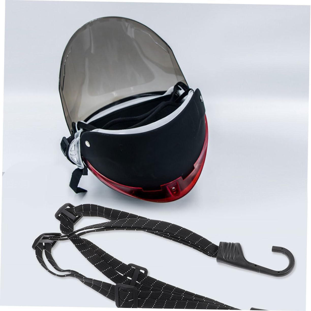 SWOOMEY 2Pcs Elastic Helmet Cord and Bicycle Luggage Strap with Reflective Features, Motorcycle Tie down Rope for Secure Bike and Helmet Fastening, Sturdy Elastic Bungee Cords for Outdoor Travel image number 1