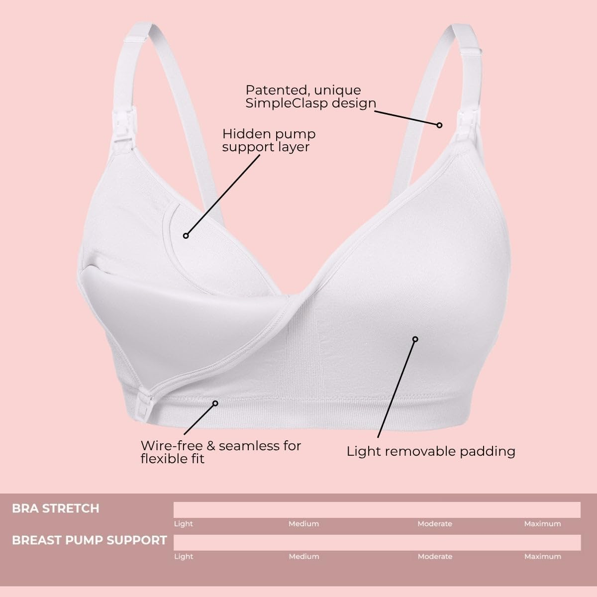 Supermom Hands Free Pumping and Nursing Bra - Hands Free Nursing Bra for Pumping - Breastfeeding Bras for Women, Ballet Slipper - Seamless, Small image number 2