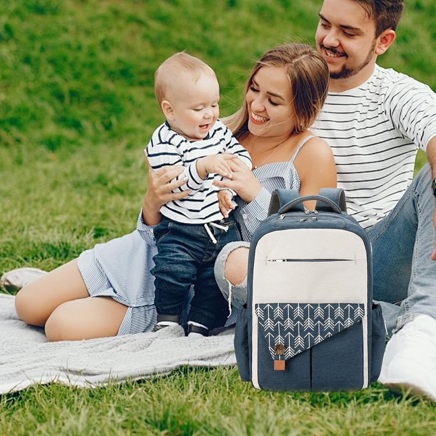 Diaper Bag Backpack for Dad,Large Backpack Diaper Bags | Must Have Double Layer Toddler Travel Bag with Stroller Straps | Multi-Function Waterproof Bag Pair, Dark Blue, Consulte La Descripci&oacute;n image number 6