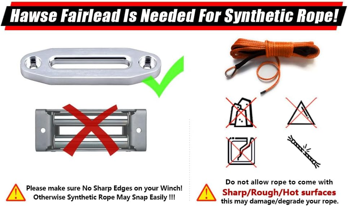 TOUGH 1/4" X 50 Ft 10,000Lbs Synthetic Winch Line Cable Rope with Black Protecing Sleeve for ATV UTV Winches Truck Boat (Orange, 1/4" X 50 Ft) image number 5