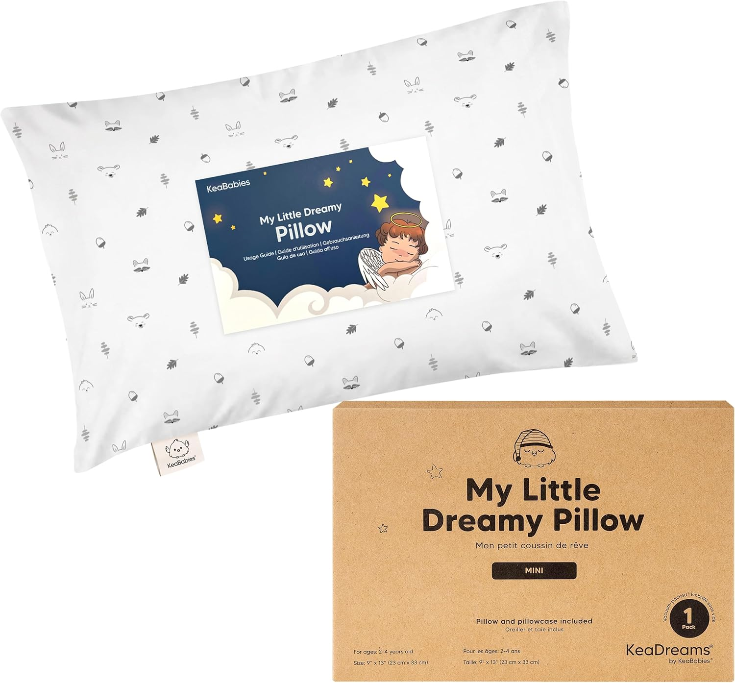 Toddler Pillow with Pillowcase - 25X46 My Little Dreamy Pillow, Organic Toddler Pillows for Sleeping, Kids Pillow, Nursery Small Pillows, Travel Pillows for Sleeping, Toddler Bed Pillows (Slumber)