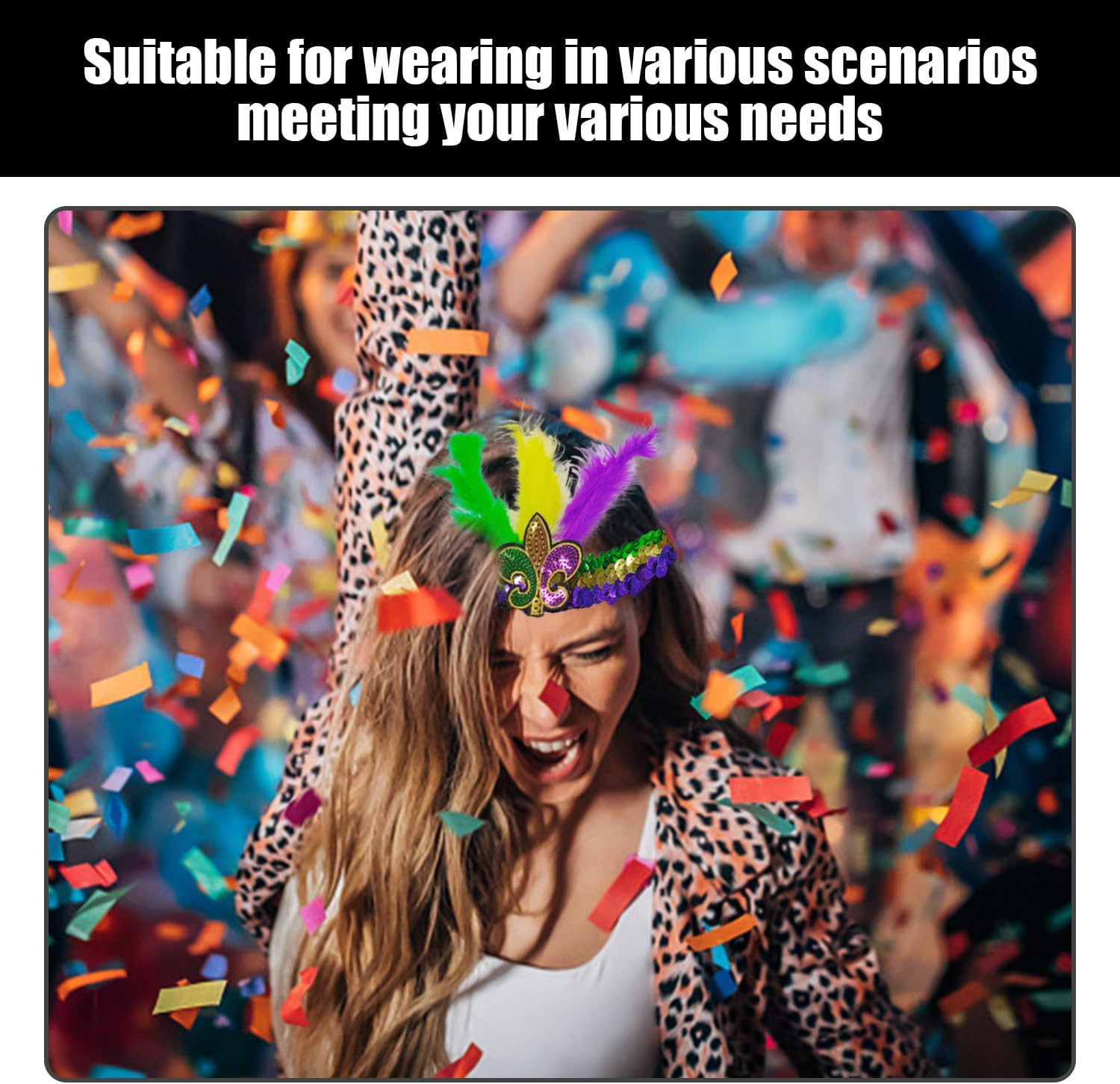 2 Pieces Sequin Feather Hair Bands, Creative Colourful Headwear, Personality and Stylish, Interesting Hair Accessories, Universal for Men and Women, Clothing Accessories image number 4