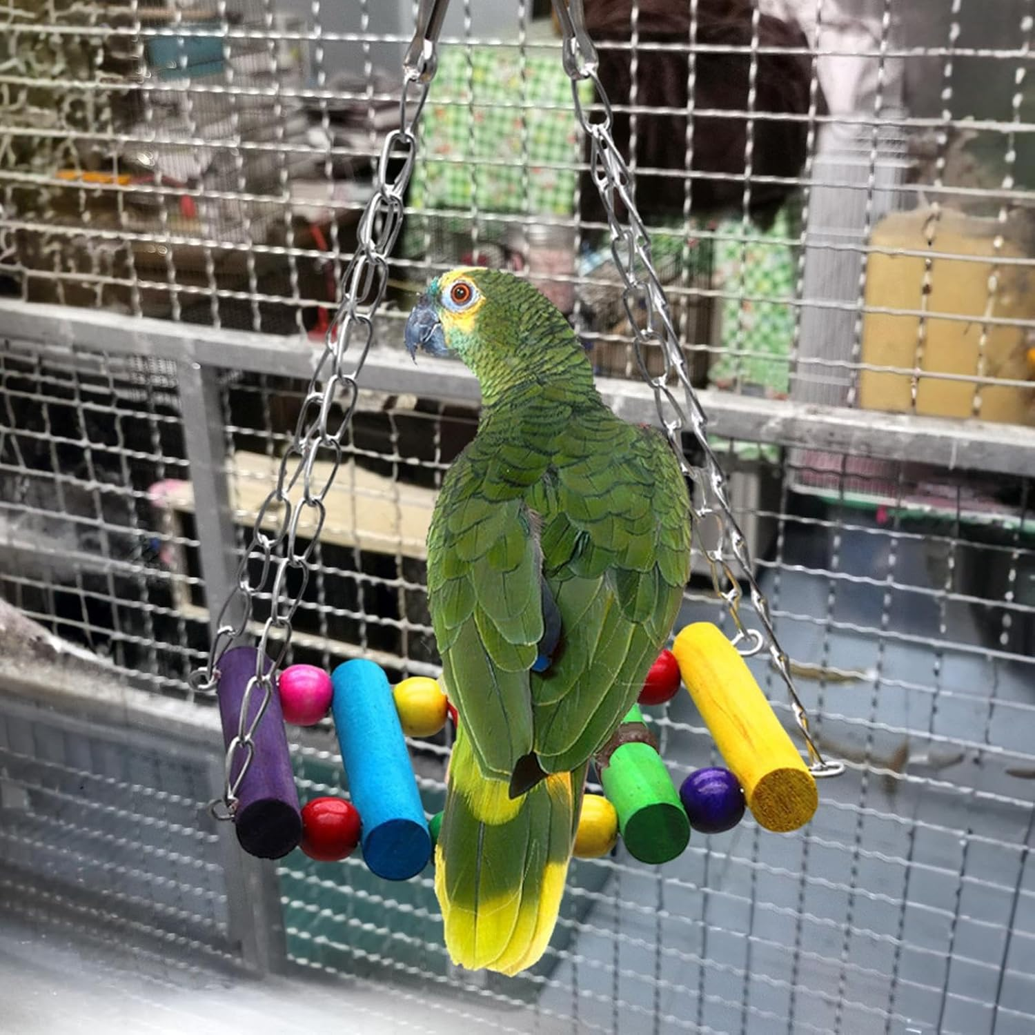 Bird Ladder Bridge Rainbow Bridge Hanging Toy, Safe Chew Toy, Cockatiel Cage Hammock Swing Toy for Hanging, Toy for Parakeets, Finches image number 3