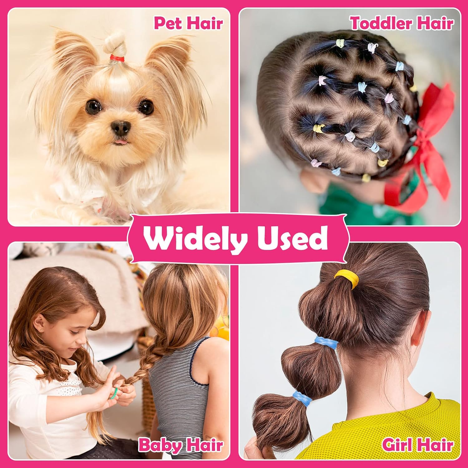 28 Colored Rubber Bands for Hair, 1500 Pcs Small Girls Hair Ties Elastic Hair Ties Hair Rubber Bands with 6 Hair Styling Tools Colorful Hair Accessories for Girls Baby Toddlers Kids image number 2