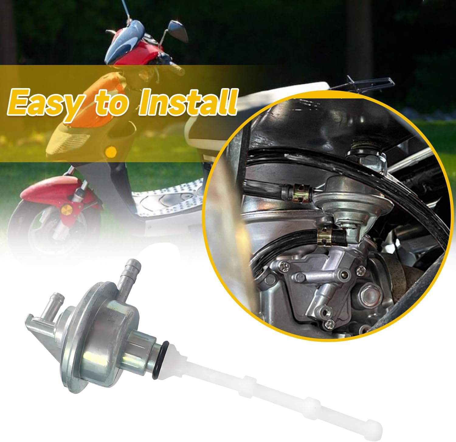 1 Pcs Fuel Tap Petcock Tank Switch Valve,Suitable for Vespa ET2 ET4 LX50, Piaggio Typhoon 125 Fly 150,#674594#575320 Fuel Valve Petcock image number 5