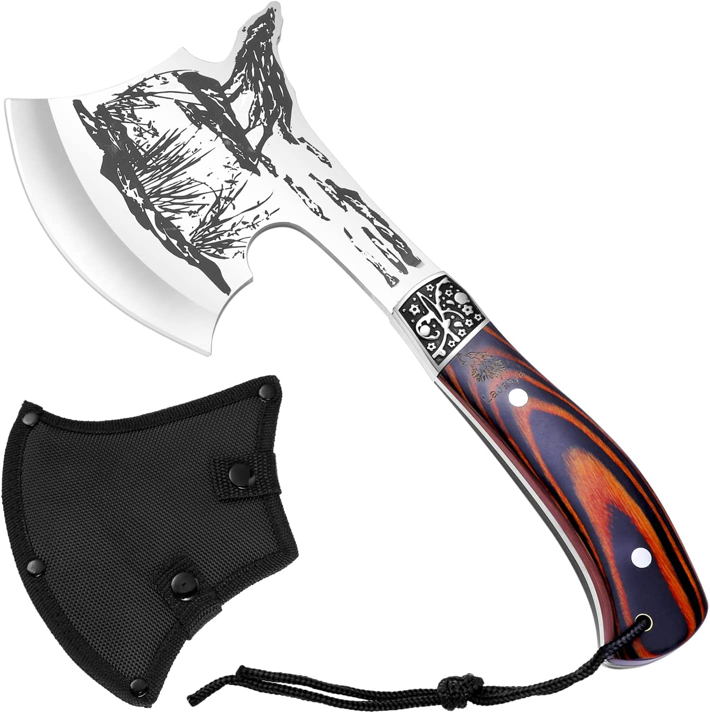 Survival Axe，Multitool Axe Set, Large Camping Axe with Hammer Whistle Compass Sheath Knife, 8 in 1 with Survival Hammer, Mutifunctional Survival Equipment for Hiking,Hunting,Camping, Bushcrafting image number 3