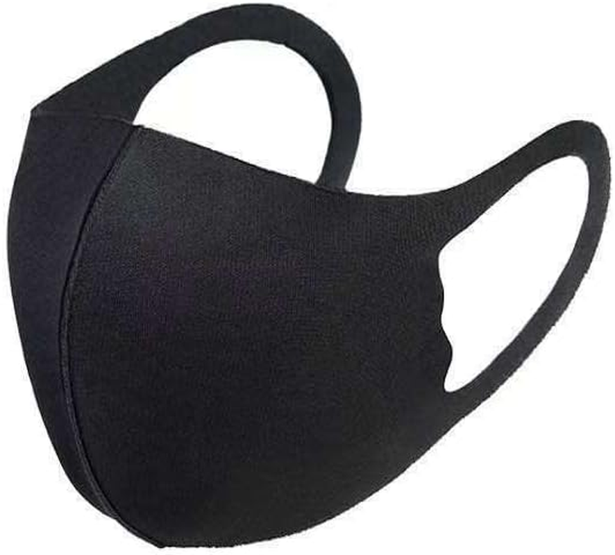 Mask 1X Black Fashion Face Mask Stretch Lightweight Fabric Covering Reusable Maskes Washable Unisex image number 4