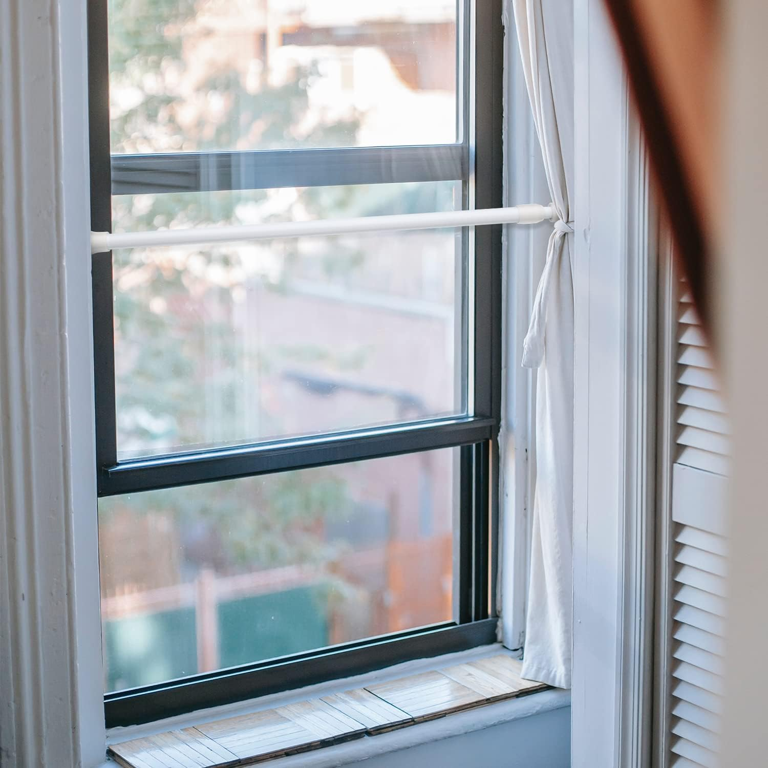 2Pcs Window Bars Security, Adjustable Sliding Door Guard Window Lock Bar Fixed Window Stopper Guard Door Security Devices Window Guards for Children Enhanced Child Safety (White)