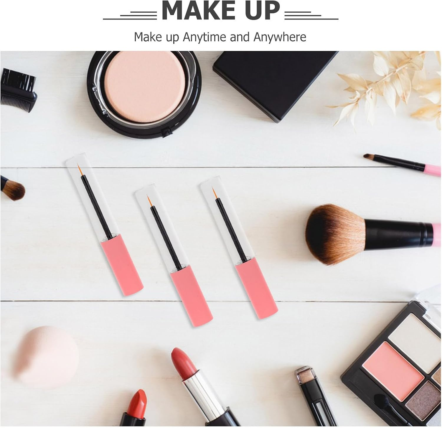 CHICAMPERA 5Pcs 10Ml Refillable DIY Empty Eyeliner Tubes with Pink Caps, Cosmetic Storage Containers for Lash Extension Liquid, Eyeliner Supplies for Travel and Makeup Use image number 6