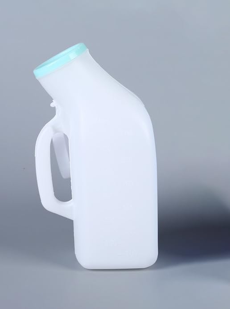 1200Ml Portable Urinal for Men,Large Capacity Urine Bottle with Lid, Easy-To-Use Pee Bottle for Elderly, Travel & Night Use, Clear Measurement Markings, Anti-Spill Design, Lightweight & Durable with Handle,Perfect for Those with Limited Access to Toilets(White） image number 2