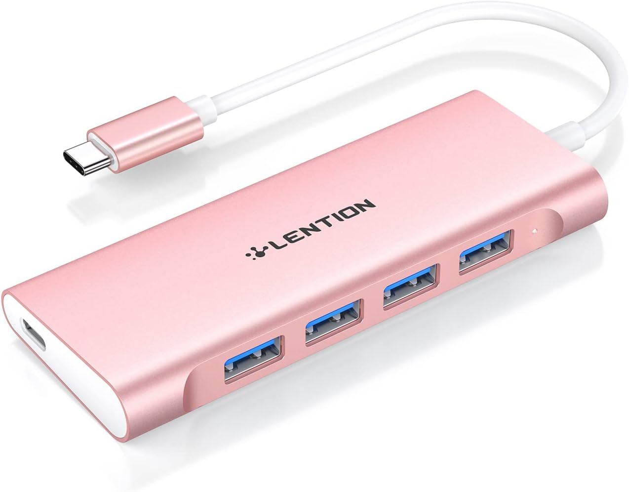 LENTION USB C Hub with 4 USB 3.0 & Type C Charging Compatible with Iphone 17 Series, 2025-2016 Macbook Pro, New Mac Air, Surface, Chromebook, More, Stable Driver Type C Multiport Adapter (C31, Silver)