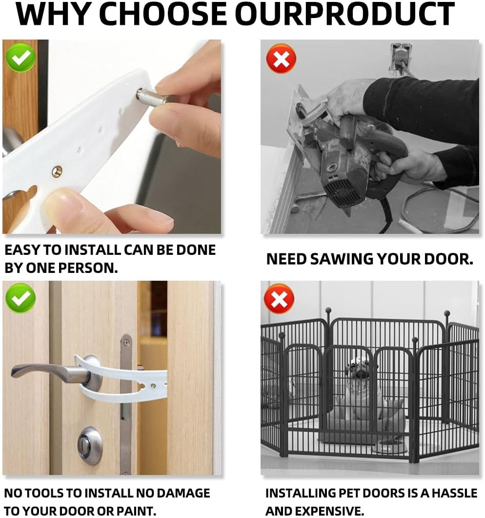 LEEQ 2Pcs Cat Door Lock - Alternative Door Locks for Children Dogs Door Stopper for Baby Safety Cat Door Holder Latch to Keep Cats in Dog Outside