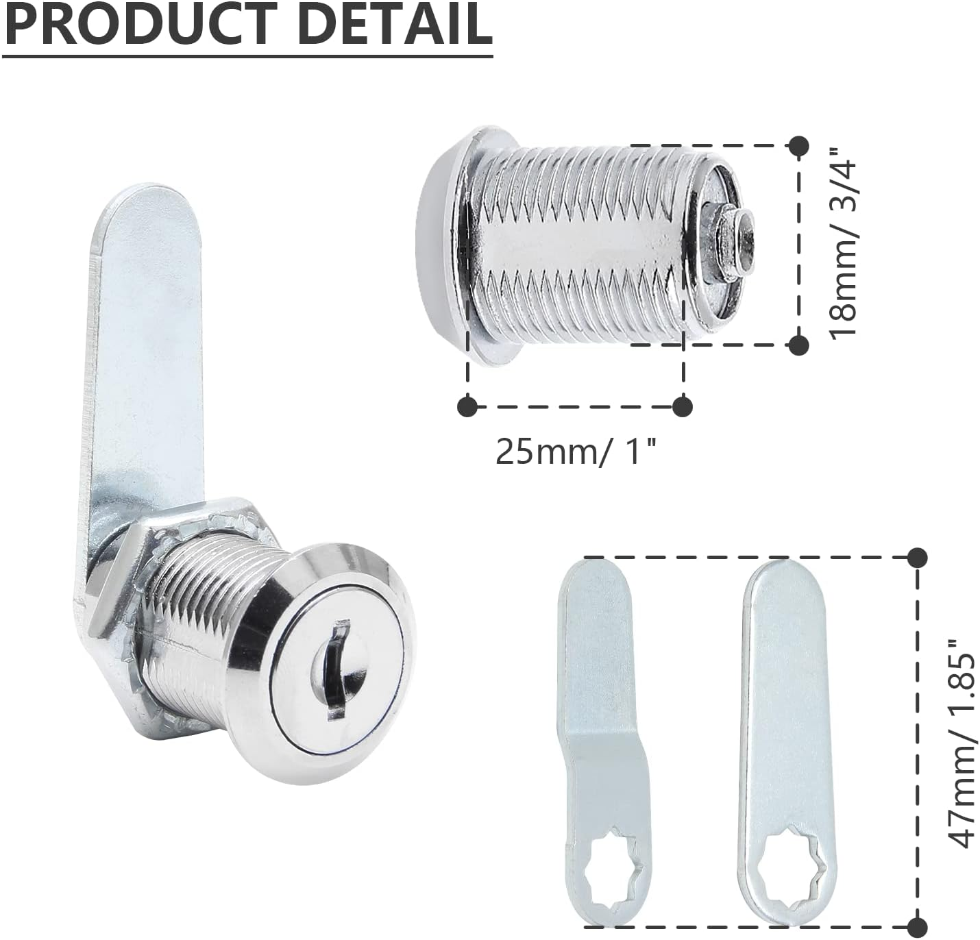 Uenhoy 6 Pack Cam Locks Keyed Alike, 1" (25Mm) Cam Lock Set for Drawers Mailbox Tool Box RV, File Cabinet Locks with Keys image number 1