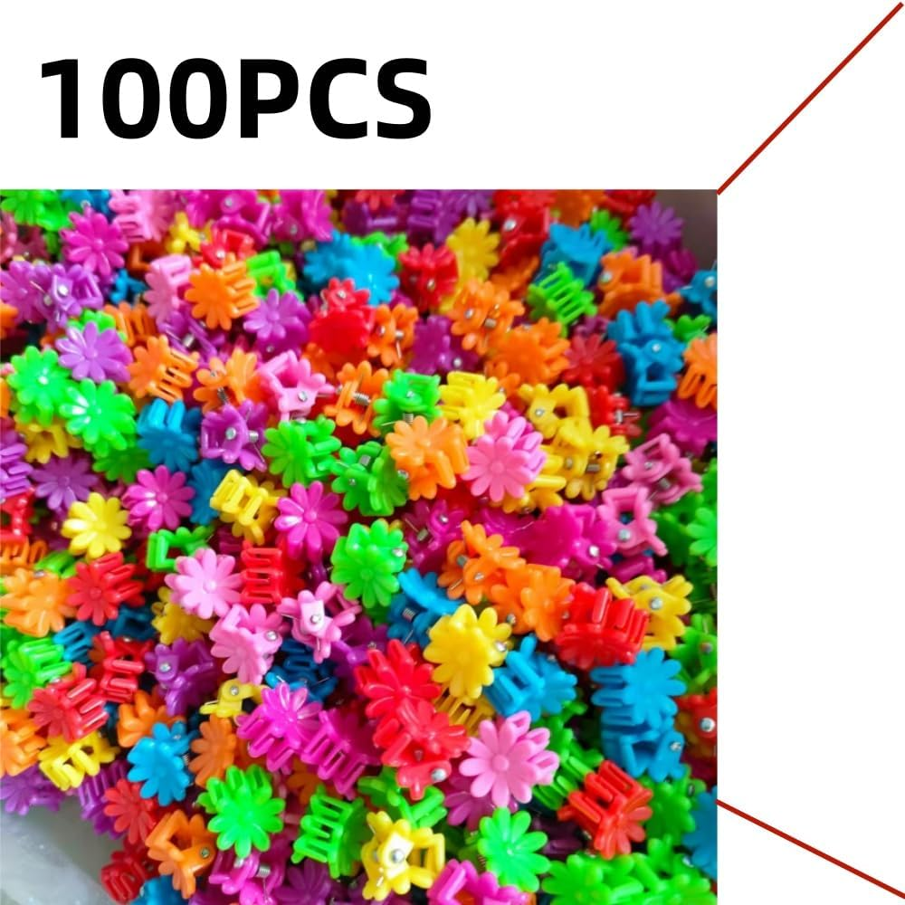 Jindizi 100 Pcs Baby Hair Clips, Mini Flower Hair Clips, Cute Baby Hair Accessories, Multicolor, Floral, Plastic, Claw, All Hair Types, Unisex, Girls and Women, 1 Count (Pack of 100), Baby, Adults image number 4