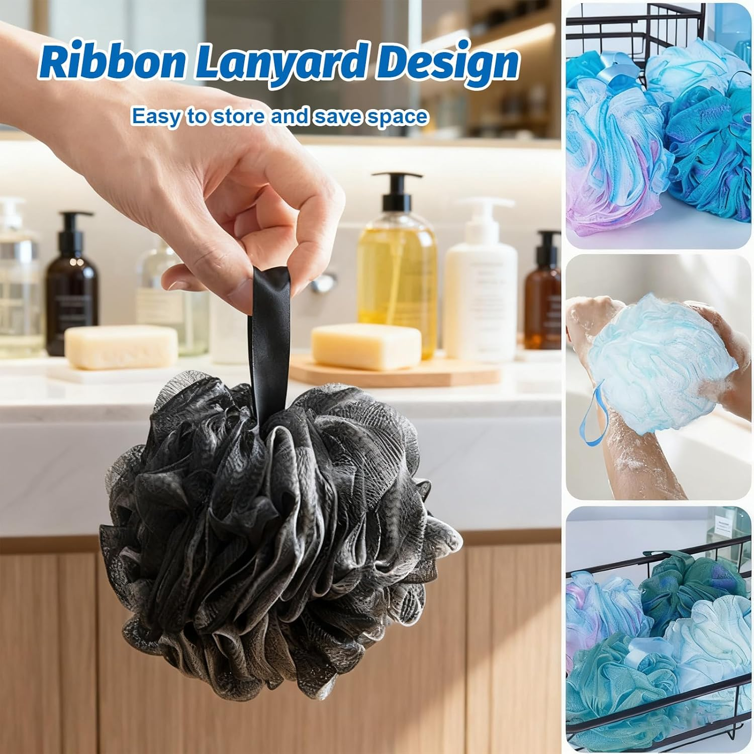 Shower Puff, Exfoliating, Soft Texture+Bathroom Bodbath Sponges for Shower, Daily Cleansing+Women, Men, Daily Users, Skincare Enthusiasts+Gentle on Skin, Durable, Lathers Well(10Pcs Set) image number 2