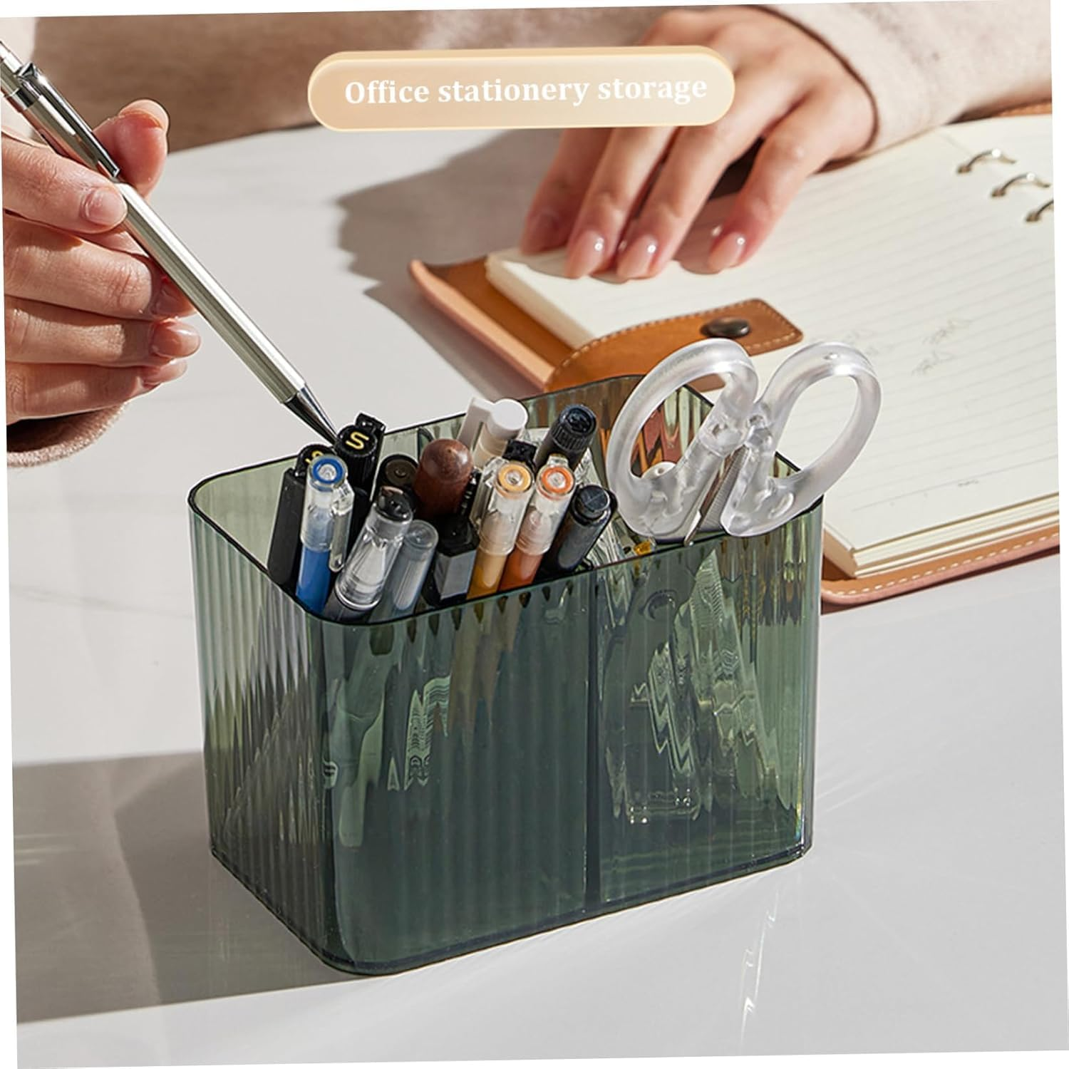 3 Grids Apothecary Jar Organizer, 1Pc 3-Section Cotton Ball Swabs Dispenser,3-Section Clear Bathroom Organizer Jar 3 Grids Cotton Swab Pad Ball Holder Container, Green image number 4