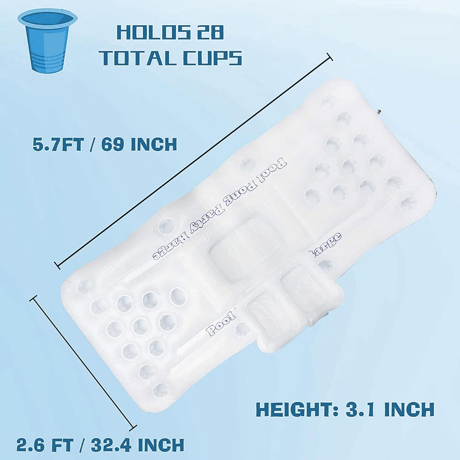 Hourleey 6 FT Inflatable Pong Game Table for Pool Lounge, Floating Party Barge for Outdoor for Adults Soft Pool Party Toys image number 1