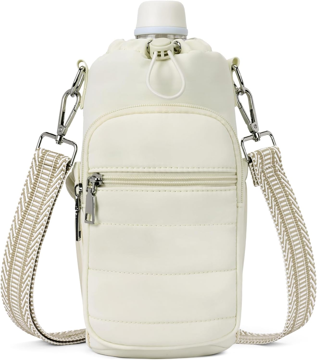 Lexiyat Water Bottle Bag 40 Oz Crossbody Holder for Walking Hiking Insulated Carrier Purse with Adjustable Strap