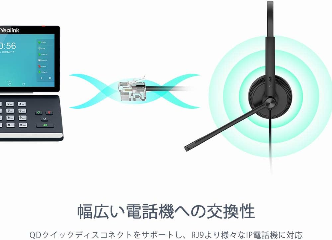 Yealink YHS34 Mono One Ear Headphones with RJ Connection Cable