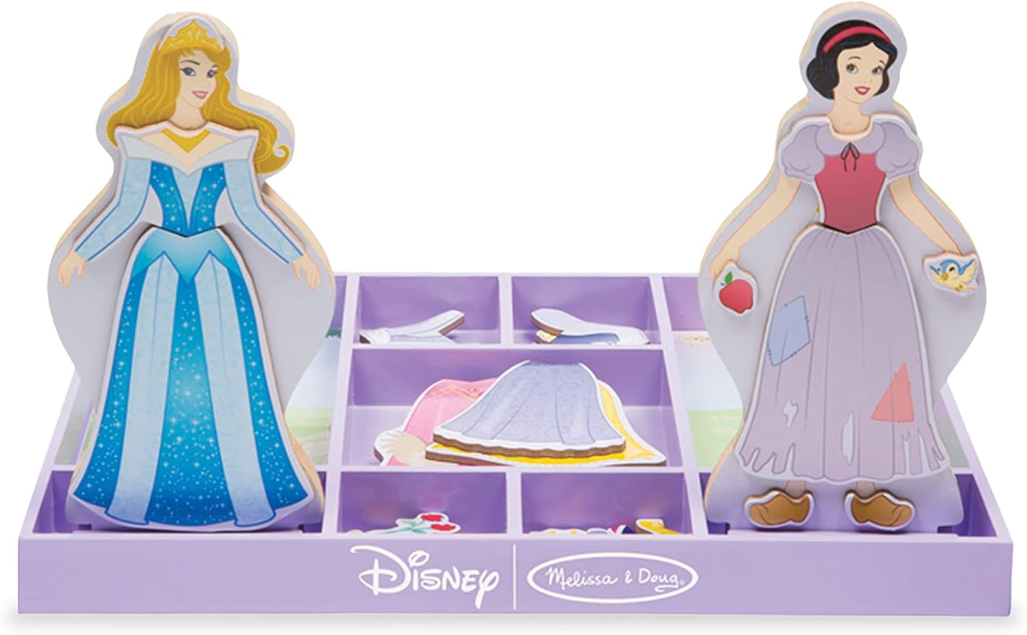 Melissa & Doug Disney Sleeping Beauty and Snow White Magnetic Dress-Up Wooden Doll Pretend Play Set (40+ Pcs) image number 1
