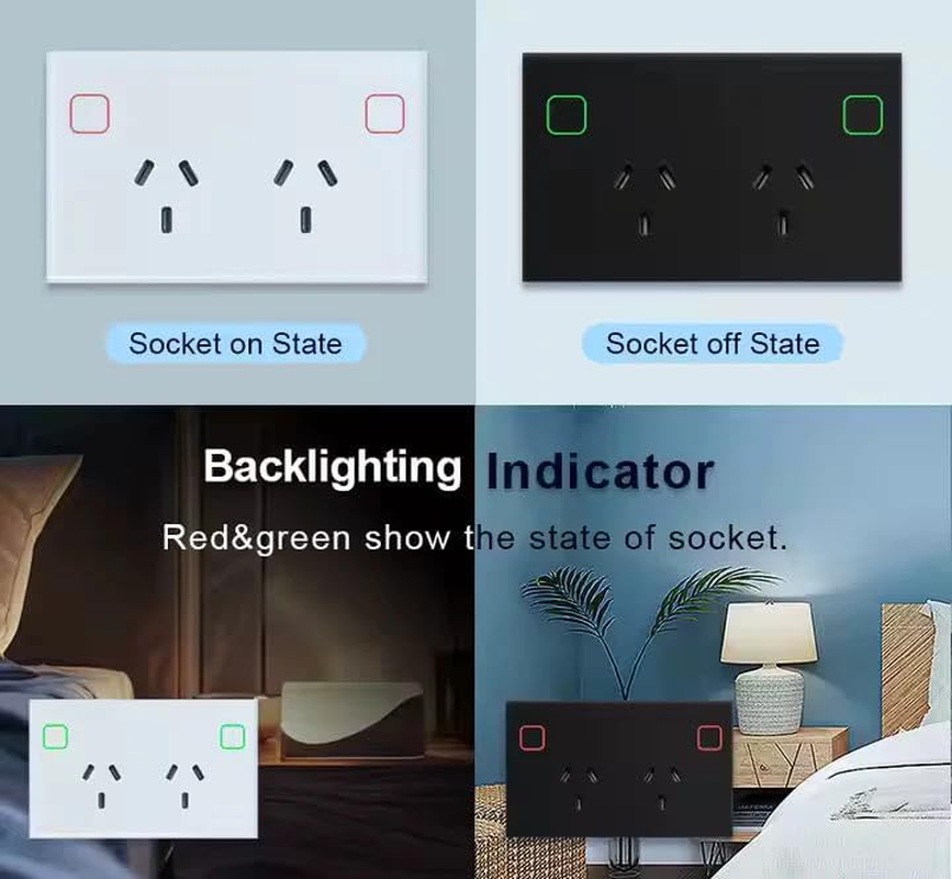 Australian Certified Zigbee Smart Double Power Point (White & Black) (Black) - Black image number 4