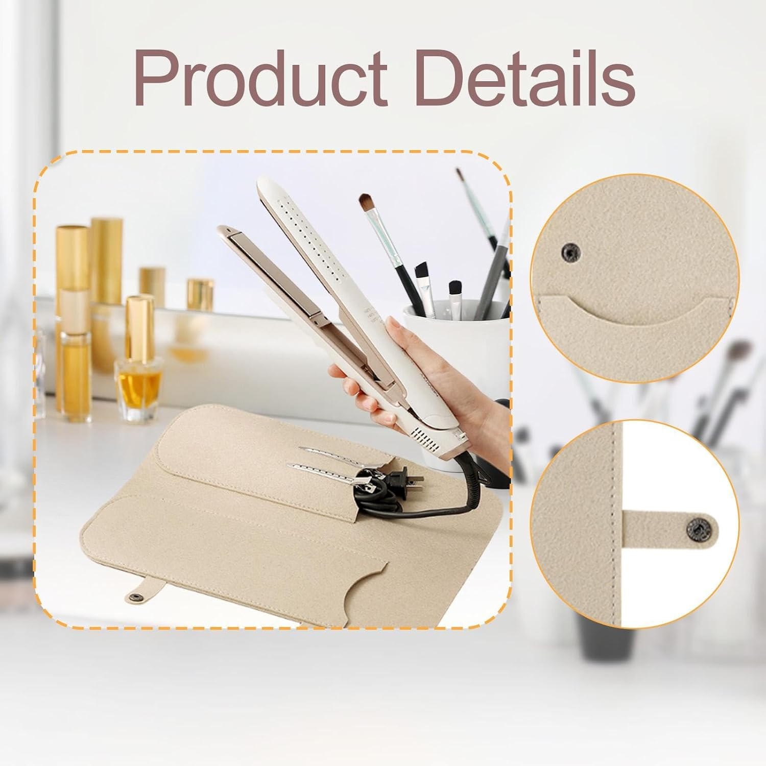 Oshhni Hair Tools Travel Bag Hair Tools Organizer Curling Iron Mat Sleek Hairdressing Storage Bag for Accessories Straighteners Home image number 2