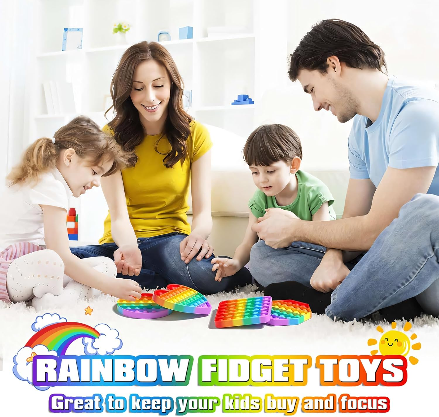 12 Pack Fidget Toys,Pop Fidgets Pack Party Favors for Kids & Adults,Push Sensory Toys Bulk Toddler Toys,Stress Relief Gifts for Easter Basket Stuffers,Party Supplies,Classroom Prizes