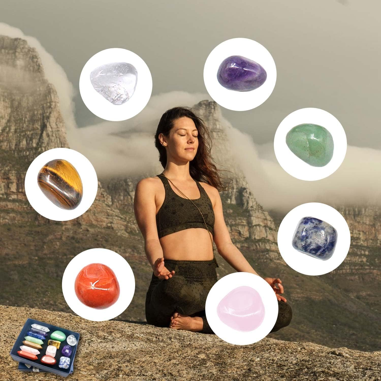 OSYLICT Healing Crystals Chakra Stones Sets,Natural Reiki Healing Crystal Points Gemstone Wand Set for Meditation Crystal Therapy Anxiety Relief Balancing Yoga Crystals and Gemstones for Beginner image number 6