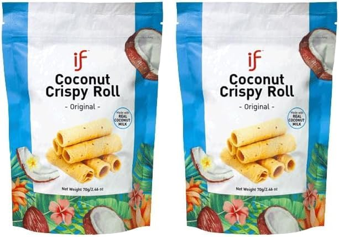 IF Coconut Crispy Roll Original Flavour | Snack Made with Real Coconut Milk | Asian Snacks and Sweets for Everyday Enjoyment | 70G Resealable Bag image number 2