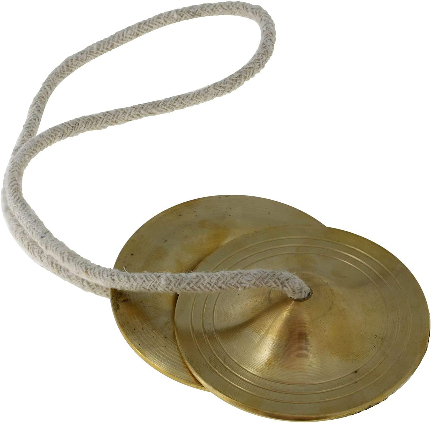 BRASS Manjira Instrument Finger Cymbal Hand Cymbal Metal Clapper -METAL-MANJIRA-MANJEERA -PERCUSSION-KIRTAN-POOJA- HARE KRISHNA (3 INCH)