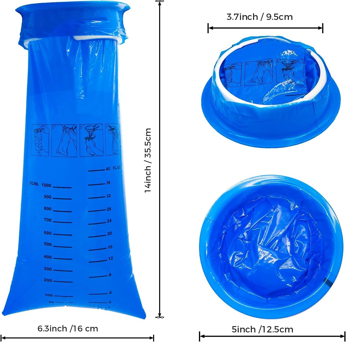 50 Pack Vomit Bags, Disposable Emesis Bags Aircraft & Car Sickness Bag Leak Resistant Blue Nausea Bags for Travel Motion Sickness image number 2