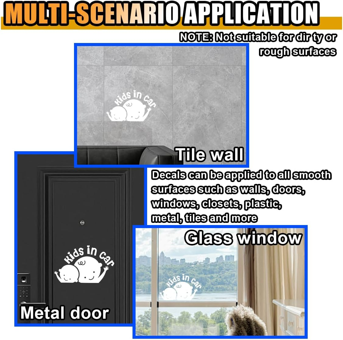 2PCS Kids in Car Sticker Decal, Baby on Board Car Decal, Baby on Board Sign for Car Safety Driving, Kids in Car Funny Vinyl Decal for Car Windows and Bumpers (White) image number 6